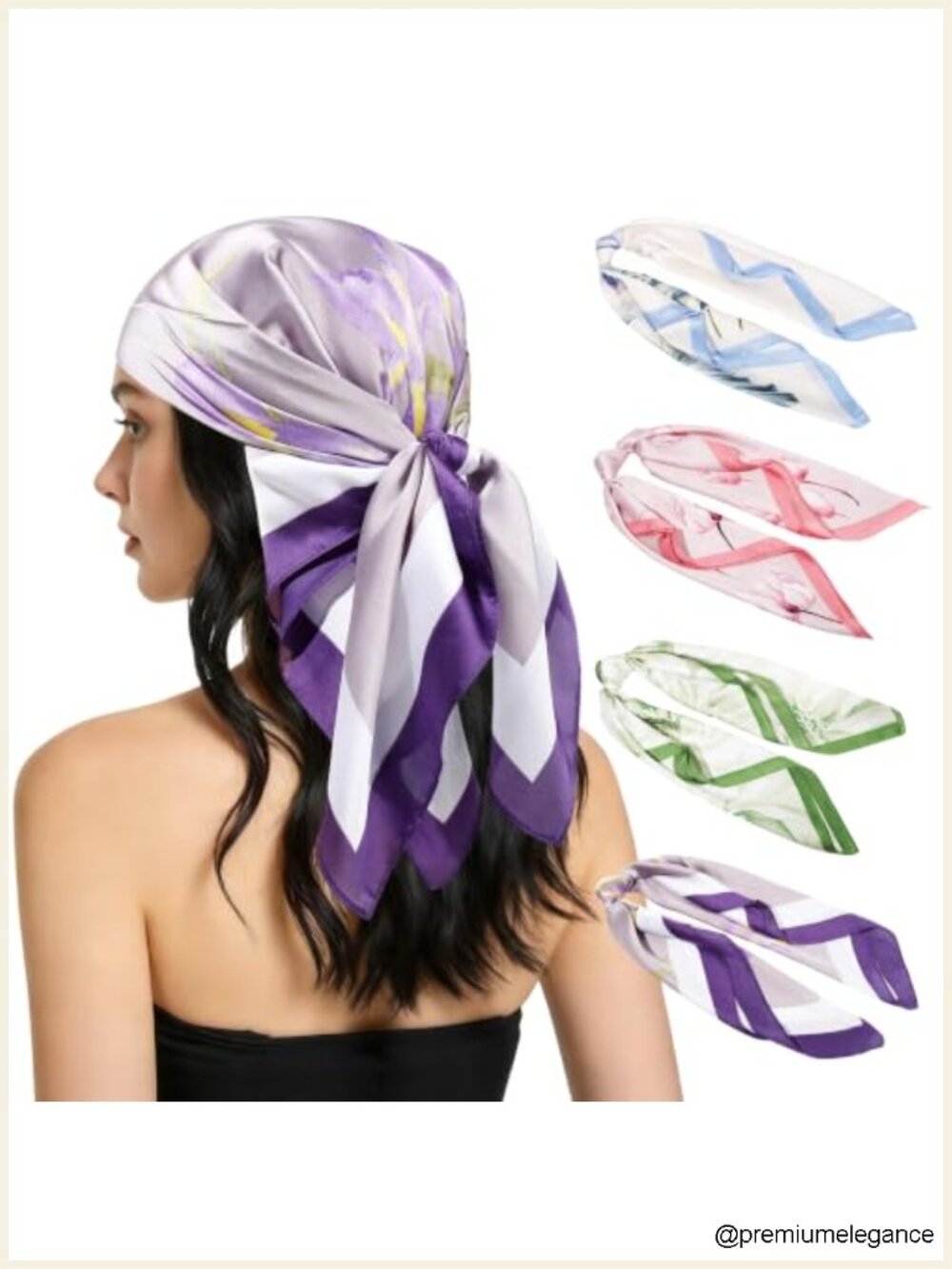 4Pcs Silk Hair Bandana Square Scarves Women Fashion Headscarf